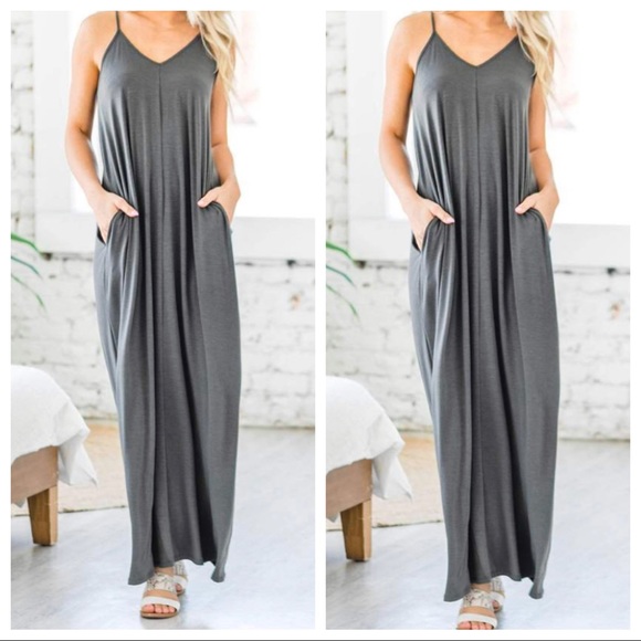 Adjustable straps loose fit pocket maxi dress - Picture 3 of 4